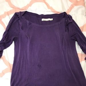 Long sleeve silk purple shirt